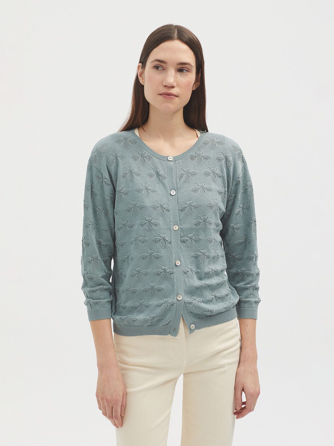 Nice Things - Bees Jacquard Jacket - Navy ,Light Blue