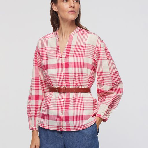 Nice Things - Cotton Checked Top  Rouge Fuchsia