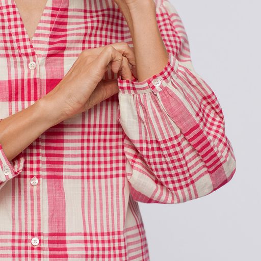 Nice Things - Cotton Checked Top  Rouge Fuchsia