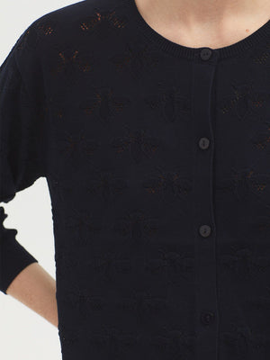 Nice Things - Bees Jacquard Jacket - Navy ,Light Blue