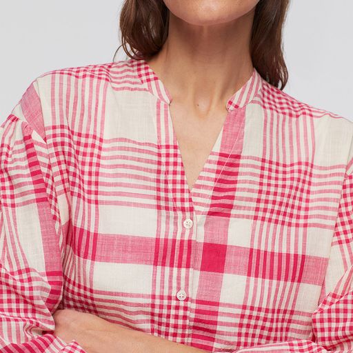 Nice Things - Cotton Checked Top  Rouge Fuchsia