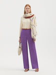 Nice Things - Wide Leg Linen Purple Trousers