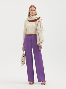 Nice Things - Wide Leg Linen Purple Trousers