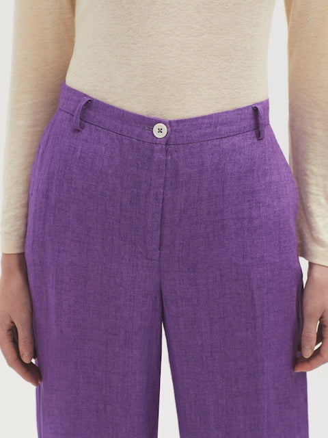 Nice Things - Wide Leg Linen Purple Trousers