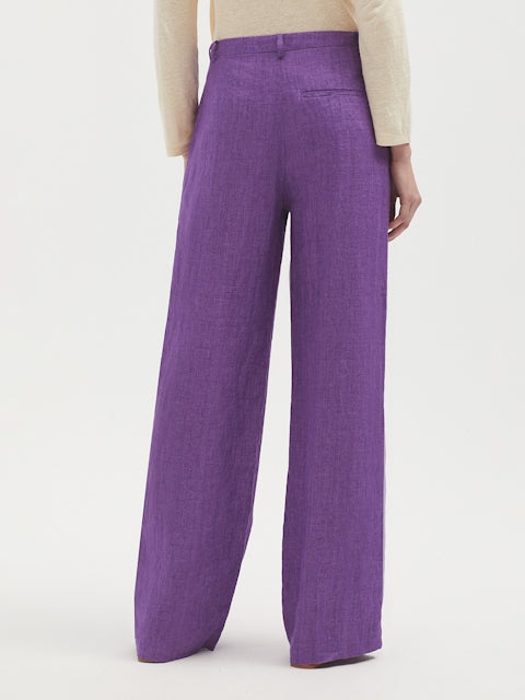 Nice Things - Wide Leg Linen Purple Trousers