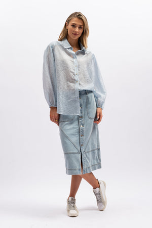 We Are The Others - Sheer Stripe Shirt Blue