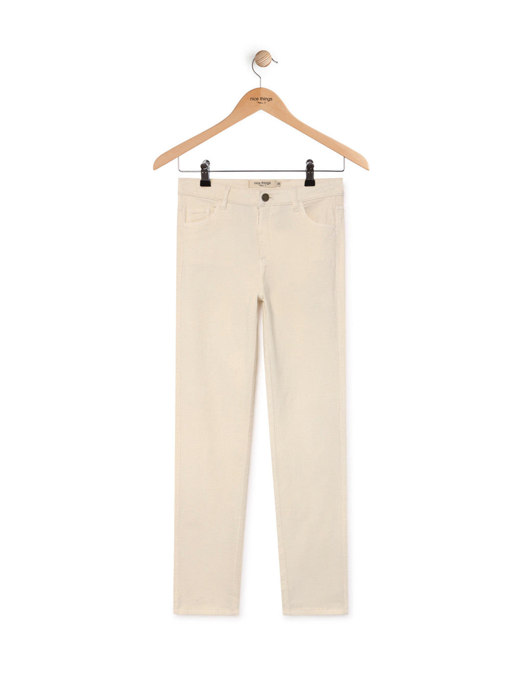 Nice Things - Micro-Corduroy Five Pocket Pant Cream