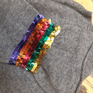 Wyse - Marine Sequin Ruffle Sleeve Cashmere Knit