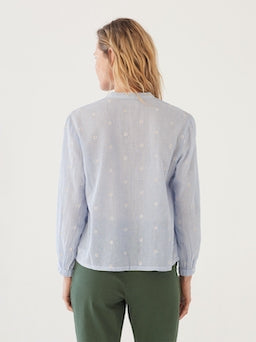 Nice Things- Striped Embroidered Shirt